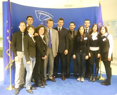 I laureati con De Rose e Baldassarre al Parlamento Europeo
